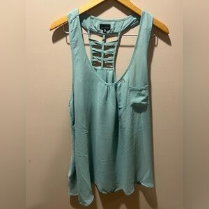 Zenobia Women's Mint Green Tank Top with Lattice Back